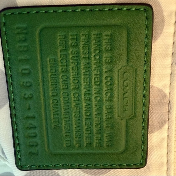 Coach Julia Op Art Perry Leather Tote Rare Green Colorway Authentic Large EUC - Picture 13 of 16